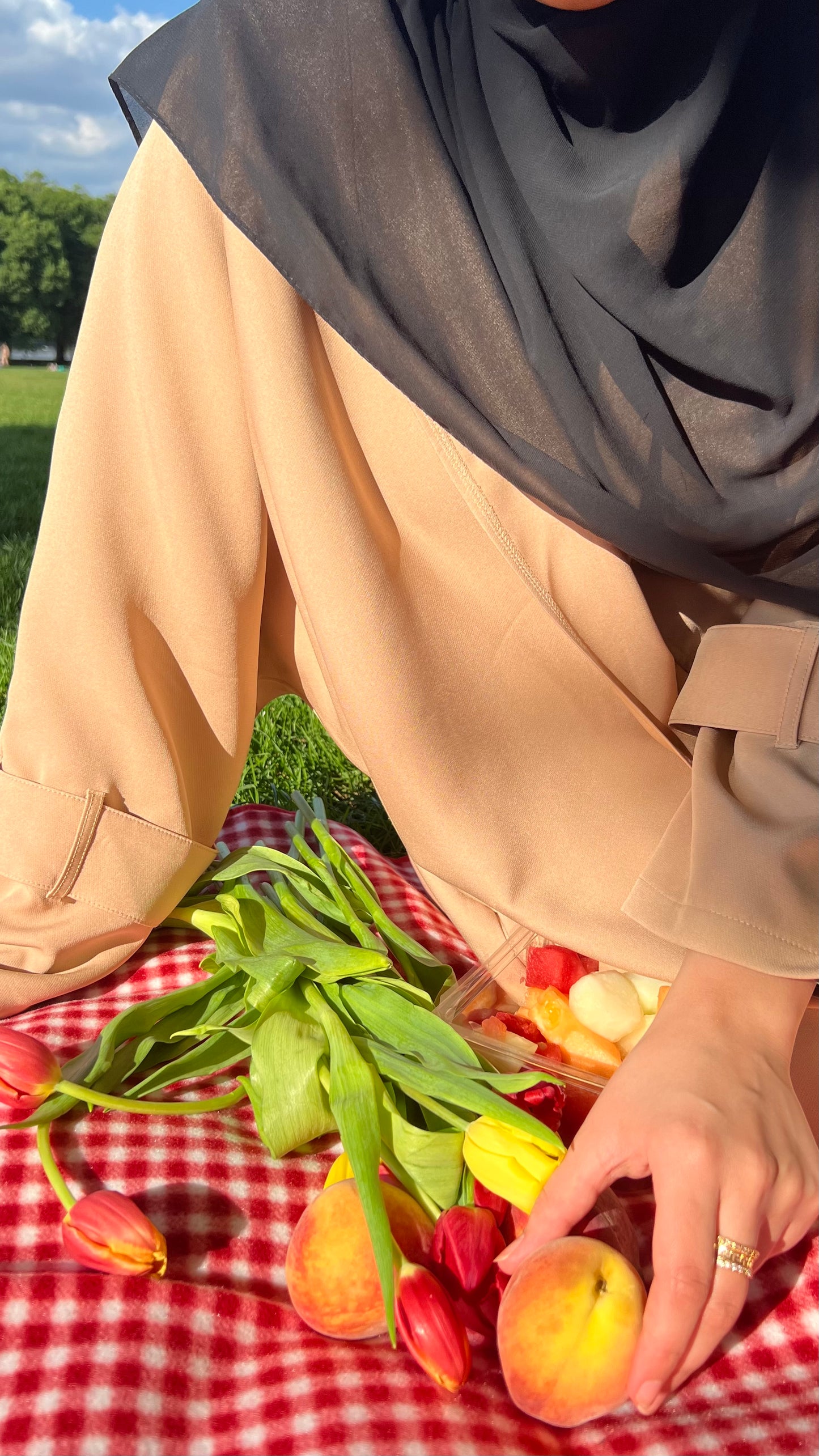 Trench Bisht Abaya - Peach