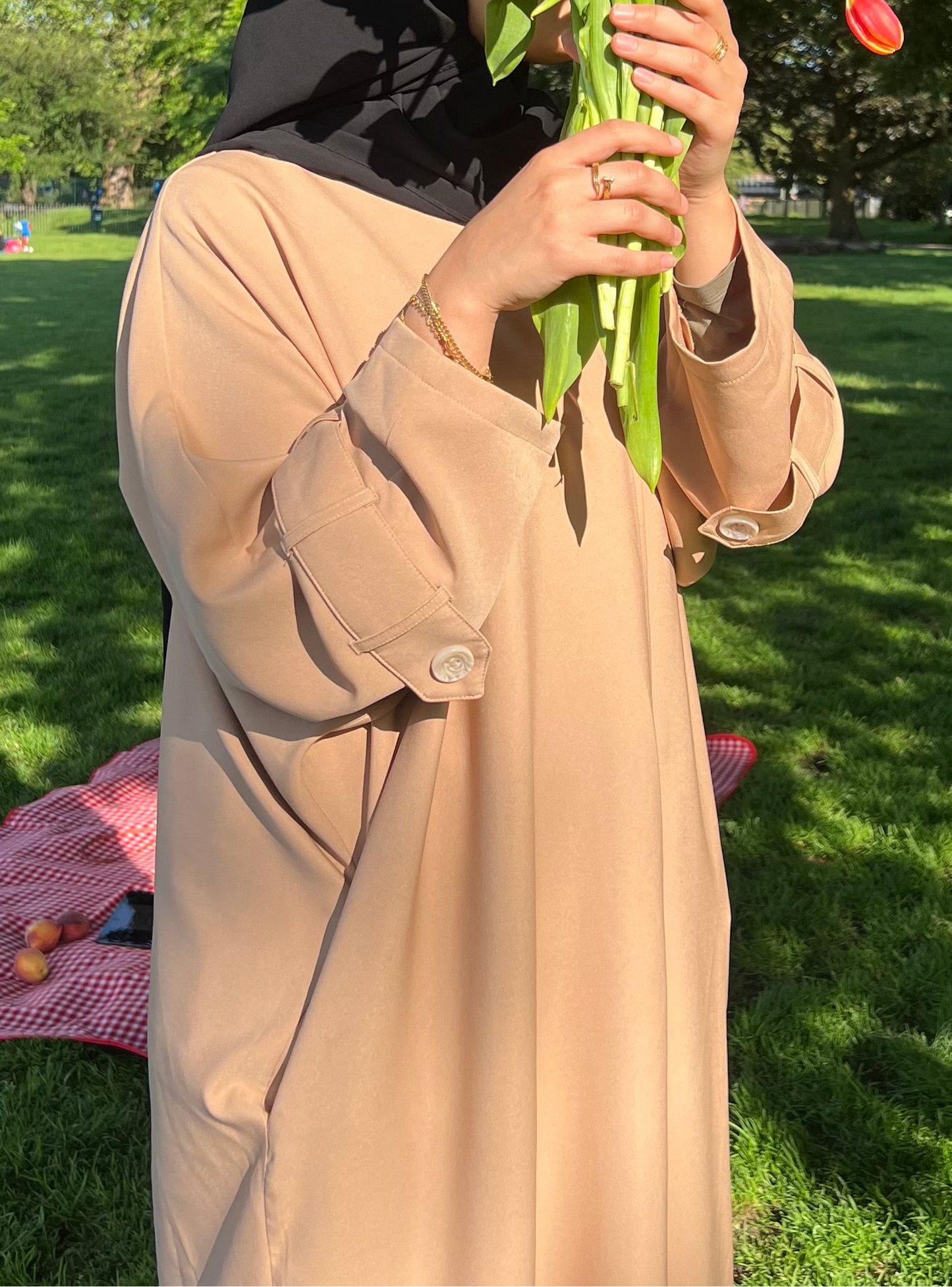 Trench Bisht Abaya - Peach