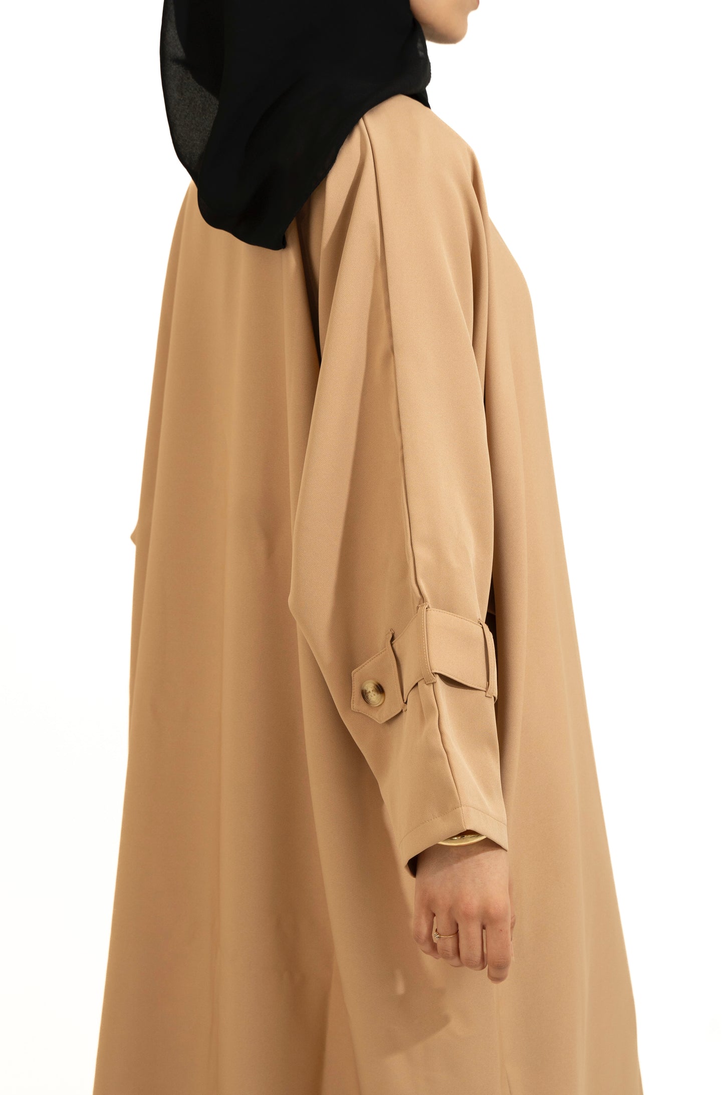 Trench Bisht Abaya - Peach