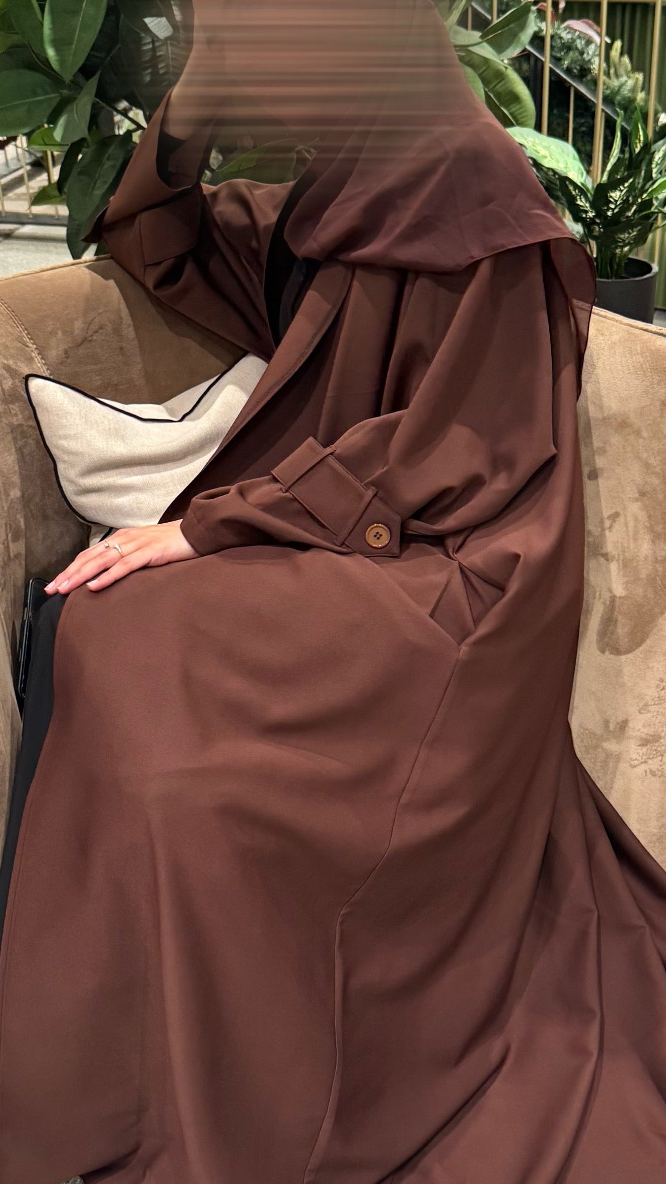 Trench Bisht Abaya - Brown