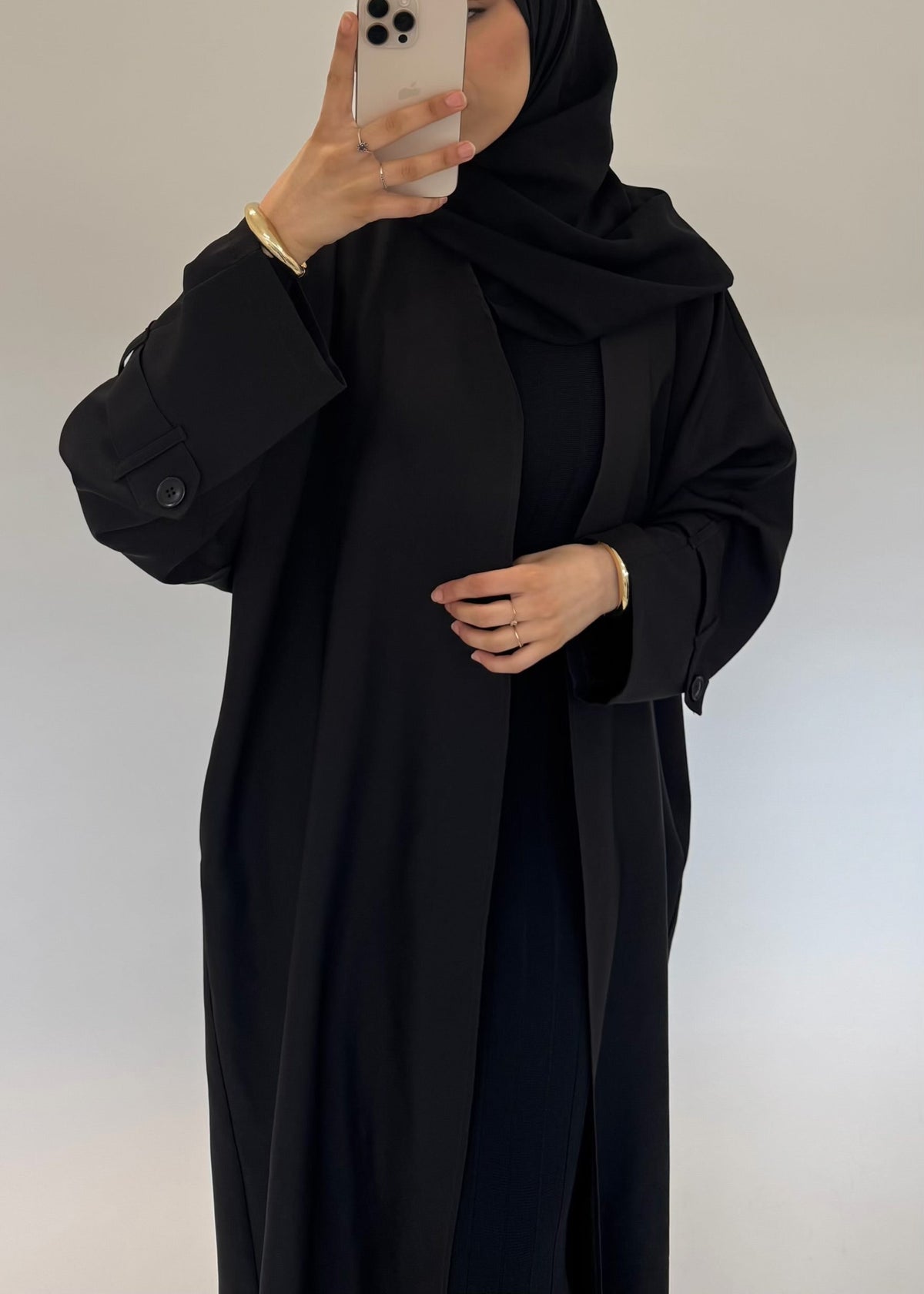 Trench Bisht Abaya - Black