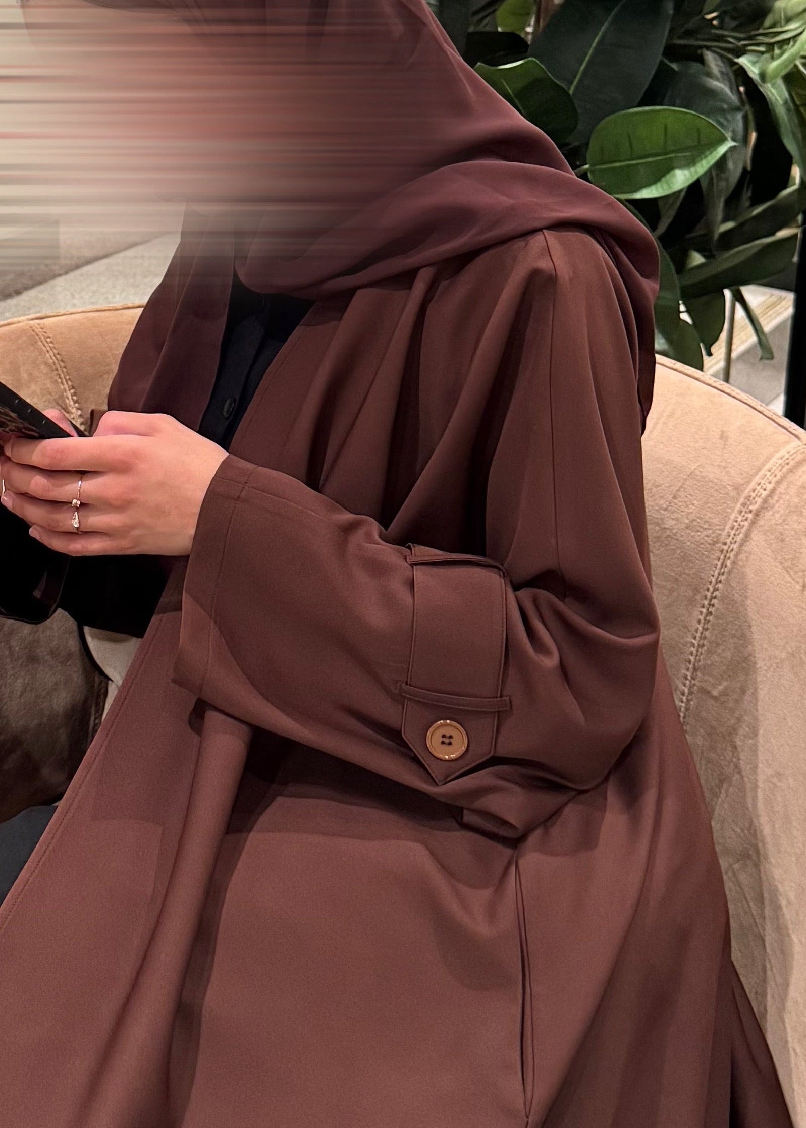 Trench Bisht Abaya - Brown