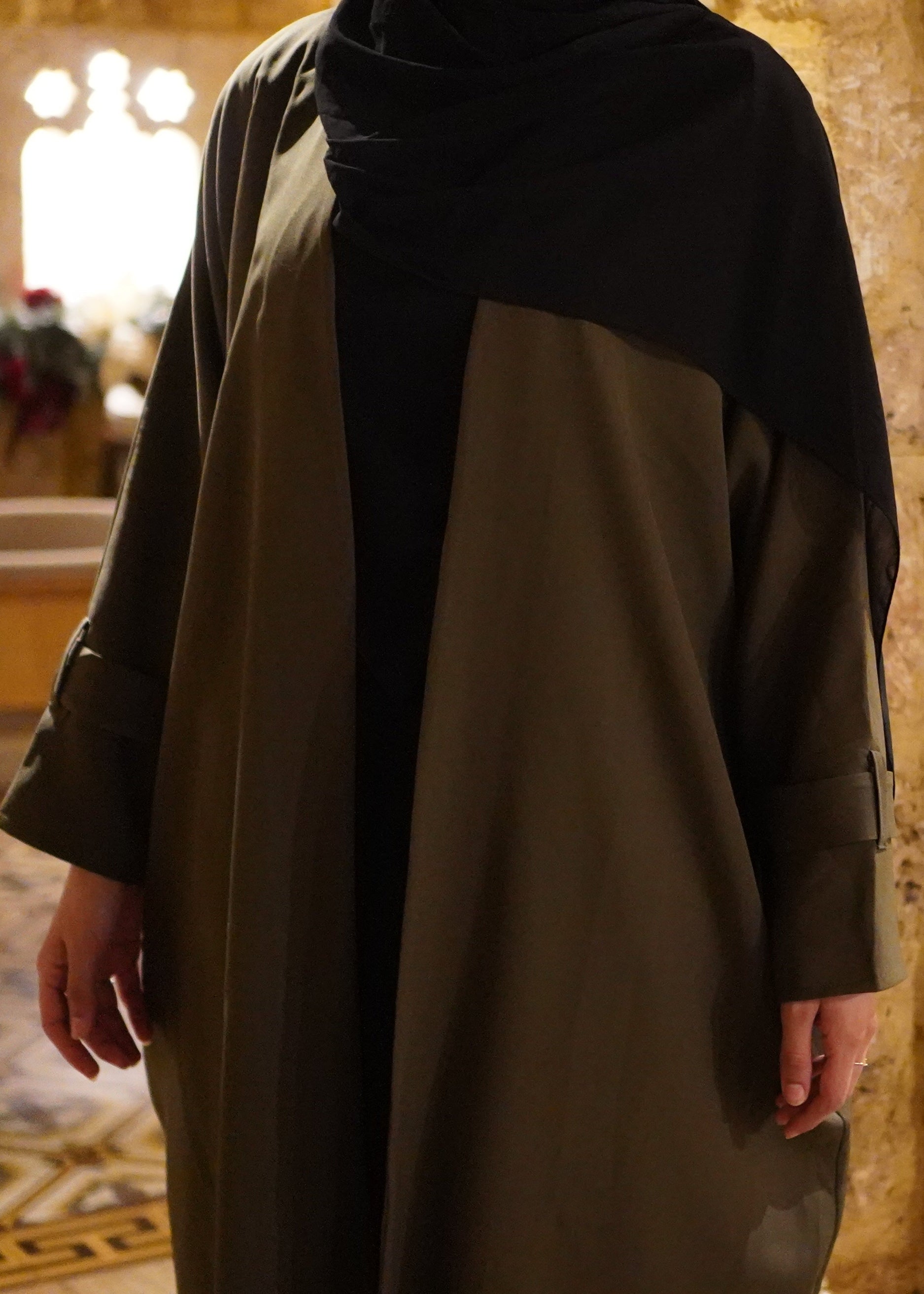 Trench Bisht Abaya - Khaki