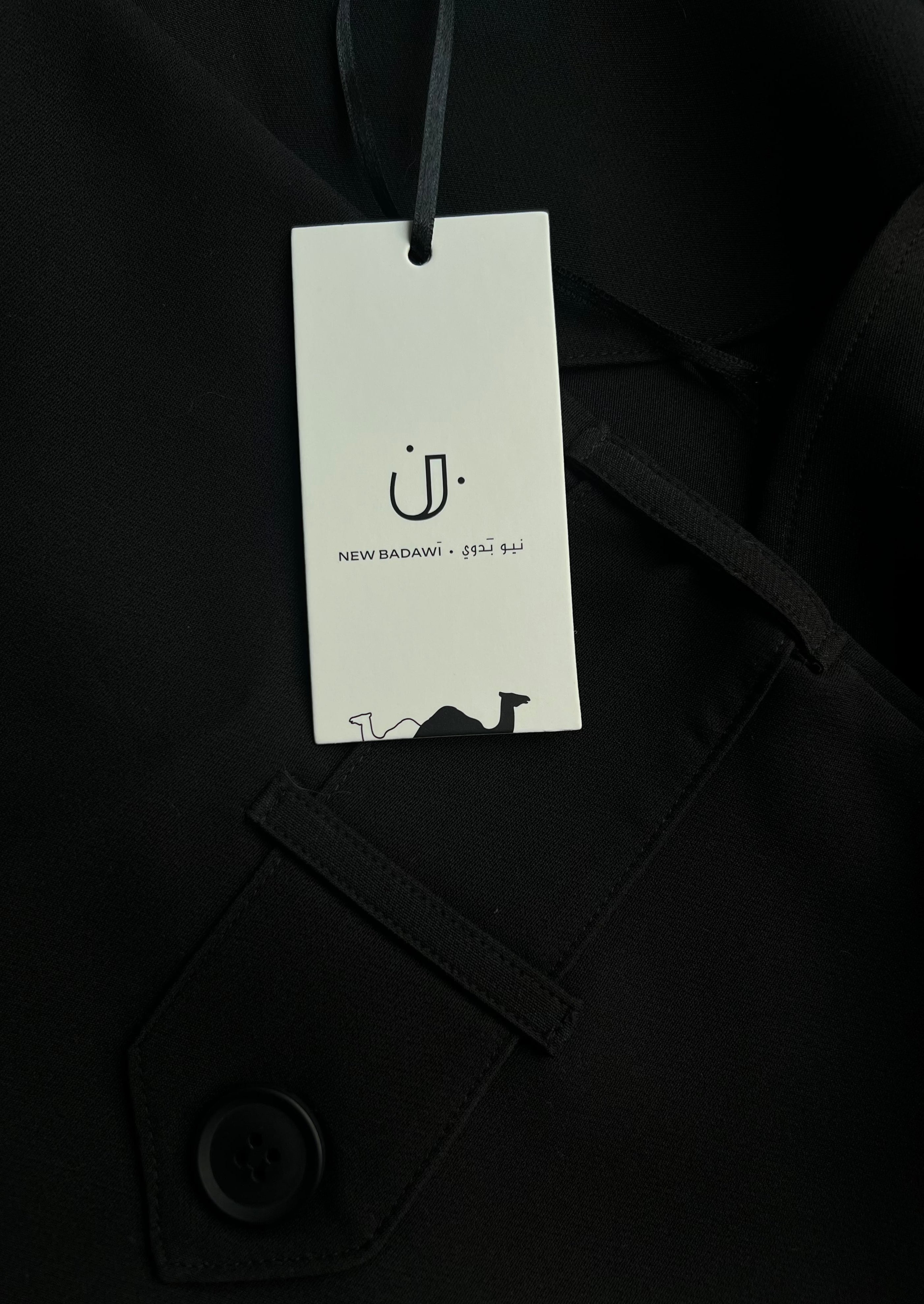 Trench Bisht Abaya - Black