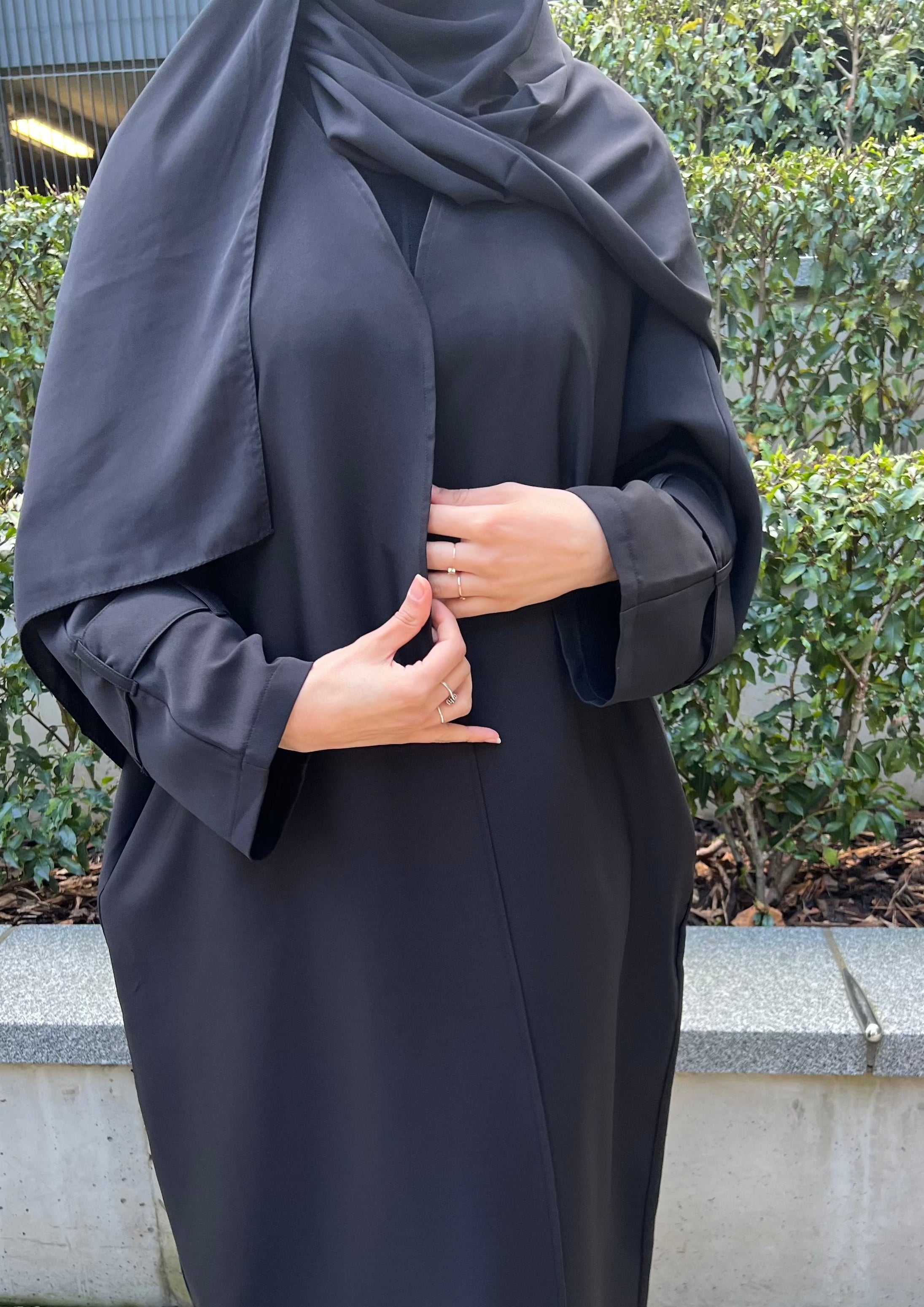 Trench Bisht Abaya - Black